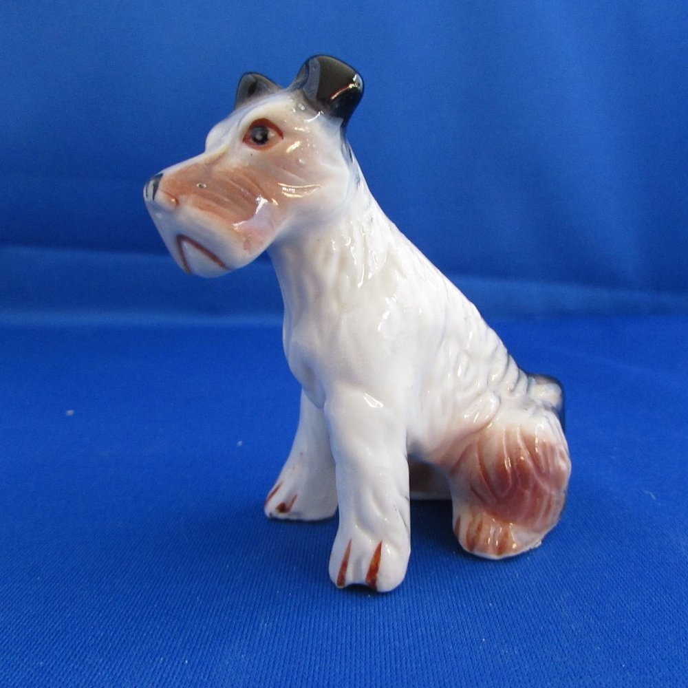 Vintage porcelain Schnauzer dog small figurine Made in Taiwan marked Lego